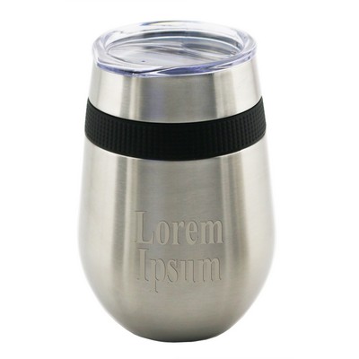 12 Oz. Apollo™ Black Silicone Band Stemless Wine Glass w/Tritan® Lid