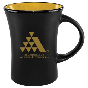 10 Oz. Hilo Collection Black Matte Mug w/ Yellow