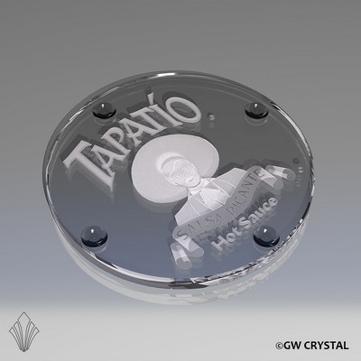 Circular Crystal Drink Coaster (3 ½" x 3 ½" x ¼")