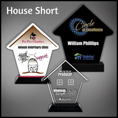 10" House Clear Acrylic Award with a Black Wood Base