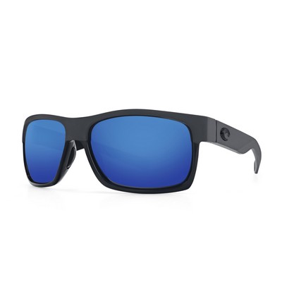 Costa® Del Mar Half Moon Polarized Sunglasses w/Shiny & Matte Black Frames & Blue Mirror Lenses