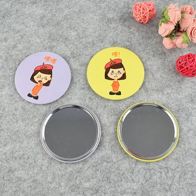 3.5" Dia Circle Celluloid Pocket Mirror Button