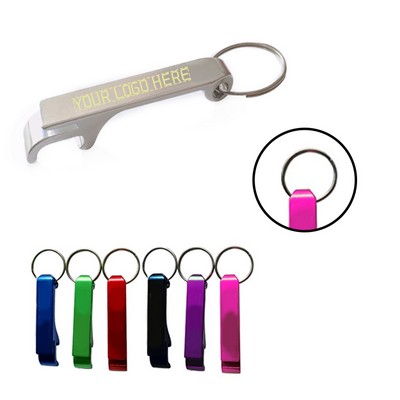 Aluminum Plain Bottle Opener with Key Ring