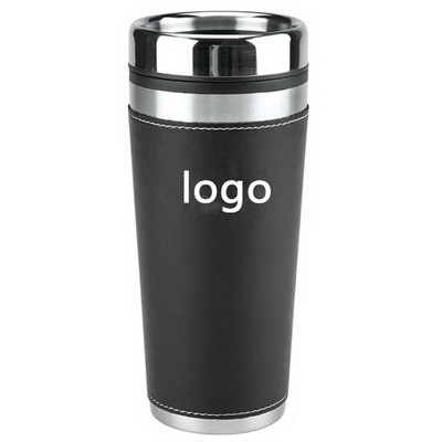 Leather Travel Tumbler - 16 oz