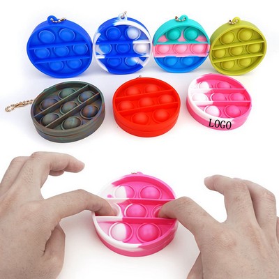 Colorful Round-Shaped Push Popping Bubble Keychain