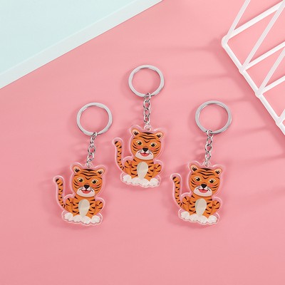 Tiger Shaped Keychain Acrylic Key Ring For Souvenir- Two Sides Printing