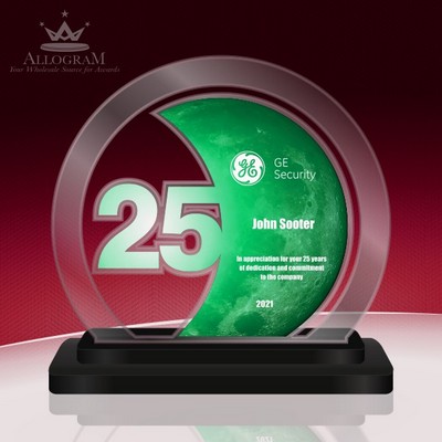 25 Years of Service Circle in choice of colors. 5.5" tall by 6.6" wide