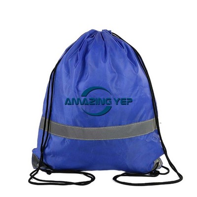 Polyester Outdoor Drawstring Backpack W/Reflective Article