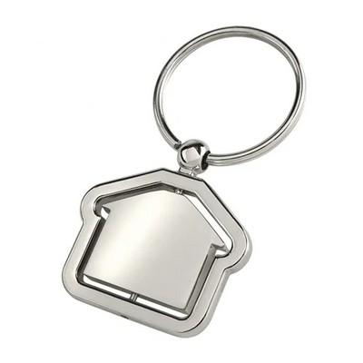 Metal Rotate House Shape Keychain