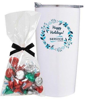 Promo Revolution - 20 Oz. Vacuum Sealed Straight Tumbler Gift Set w/Hershey's Holiday Kisses Stuffer