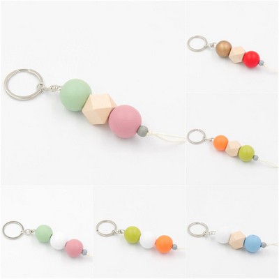 Wooden Beads Pendant Keychain