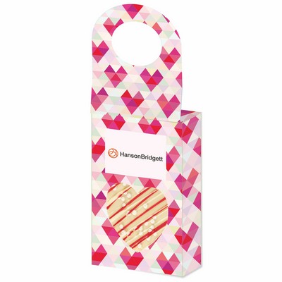 Belgian Chocolate Bar Wine Hanger (1 Oz.) - White Chocolate w/ Red Drizzle & Pearl Sprinkles