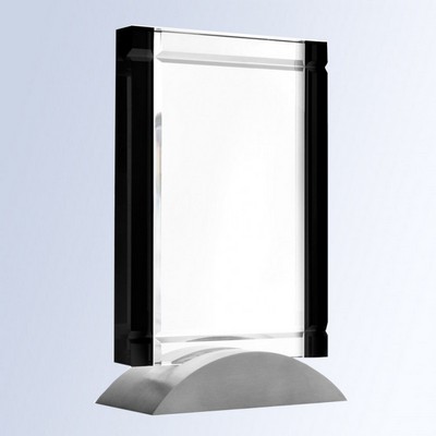 Black Deco Rectangle Crystal Award, 7 3/4"H