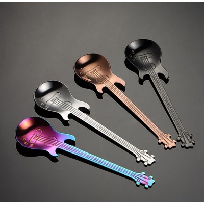 Stainless Steel Spoons Guitar Coffee Teaspoon Cute Demitasse Tea Spoon ( Rainbow )