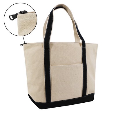 XL Zippered Cotton Canvas Resort Tote