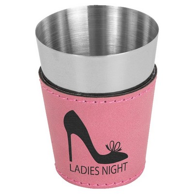 2 oz. Pink Leatherette & Stainless Steel Shot Glass