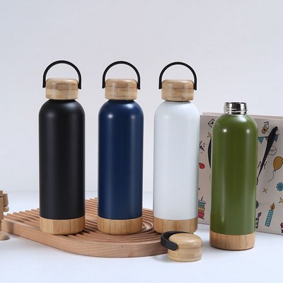 17.5oz Stainless Steel Tumbler Bamboo Cap Bottle