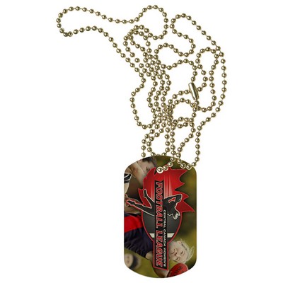 Sublimated Steel Dog Tag - Gold Chain, Award Trophy, 1x