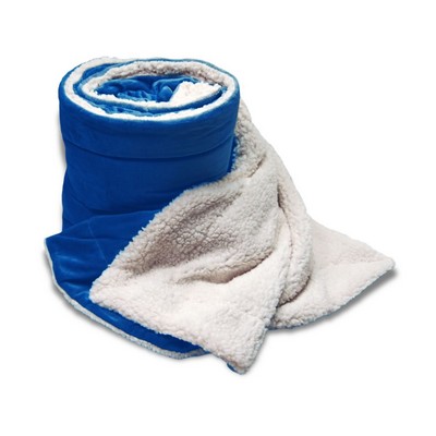 Oversized Micro Mink Sherpa Blanket - Royal Blue