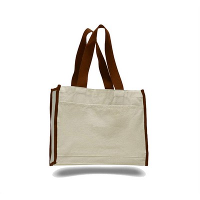 Canvas Gusset Tote Bag with Color Handles