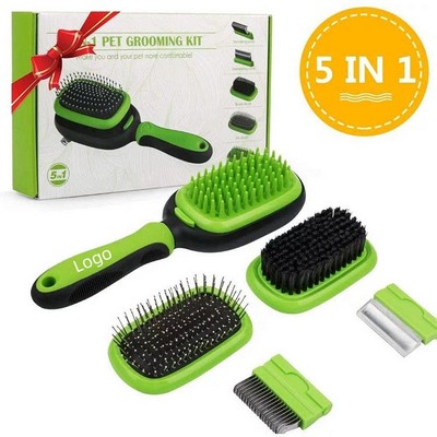 5 in 1 Grooming Brush Kit for Dogs Cats Pet