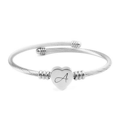 Stainless Steel Love Heart Expandable Bracelet