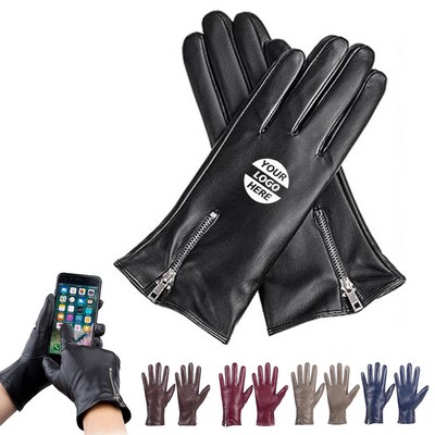 Womens Leather Touchscreen Gloves