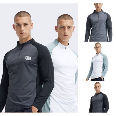 Quarter Zip Long Sleeve Running Pullover Tops