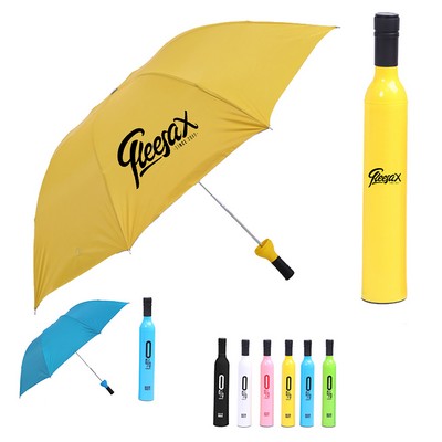 Creative Wine Bottle Polyster Folding Umbrella