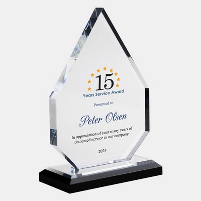 Color Imprinted Acrylic Diamond Award with Black Base