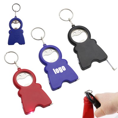 3 in 1 Keychain Opener 39" Tape Measure and LED Flashlight