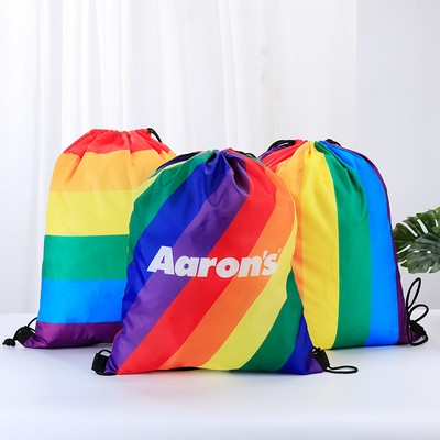 Polyester Rainbow Drawstring Bag