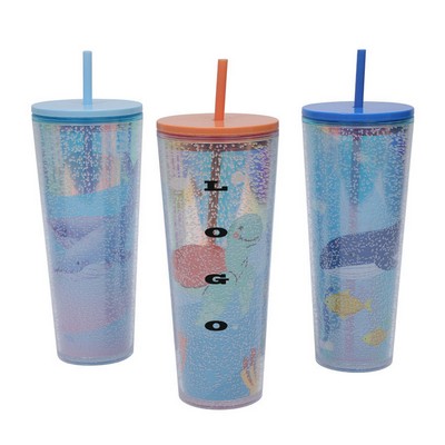 Cute Prints Straw Water Tumbler