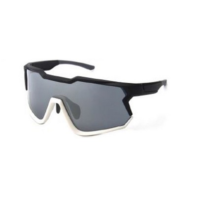 Goggles Sunglasses - Mirror Lenses - Black and White Frames