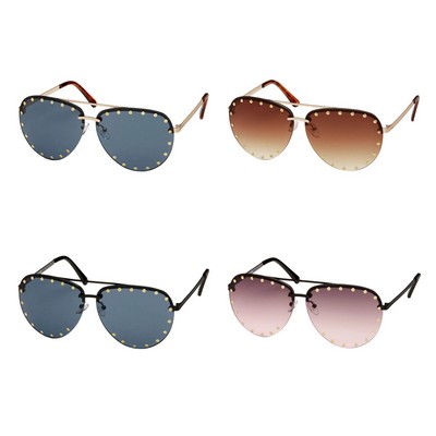 Jade Rimless Studded Aviator Sunglasses