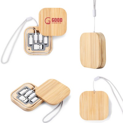 Bamboo Storage Box with Fast Charging Cable Kit