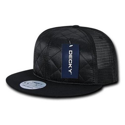 Decky Quilted Snapback Trucker Cap w/Flat Bill