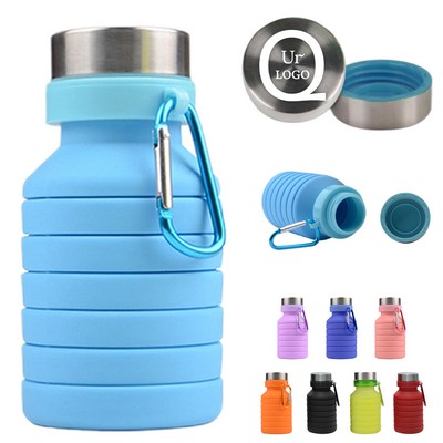 18 Oz Collapsible Water Bottle W/ Carabiner