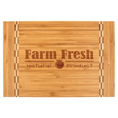 15" x 10 1/4" Bamboo Cutting Board with Butcher Block Inlay