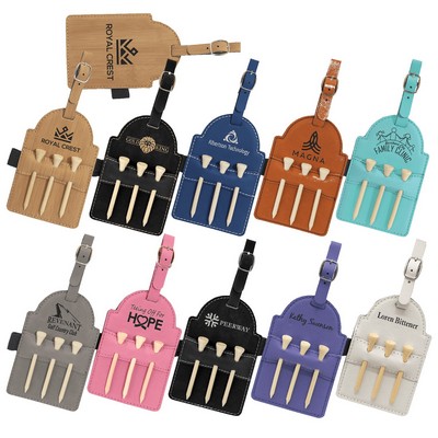 Leatherette Golf Bag Tag with Golf Tees