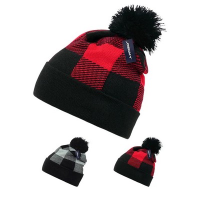 Decky Buffalo Check Plaid Pom Beanie (Lot of 6)