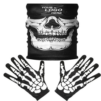 Skeleton Gloves and Skull Face Mask Set