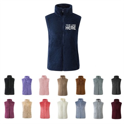 Women Fuzzy Sherpa Fleece Vest