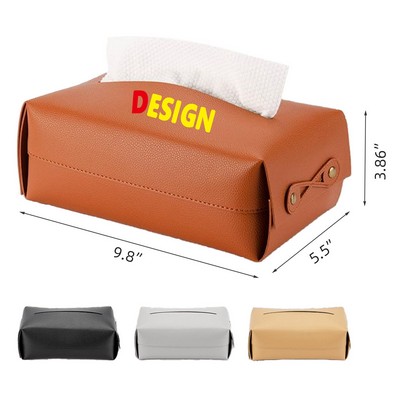 Rectangle Tissue Box Cover Modern Decorative PU Leather Tissue Box Organizer Holder