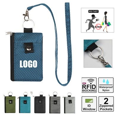 WaterResistant RFID Zip Wallet with Lanyard