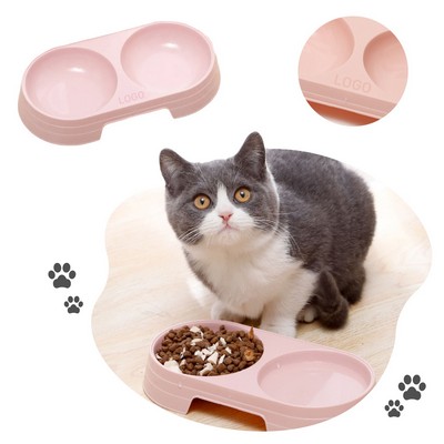 Pet Feeding and Drinking Round Double Bowl