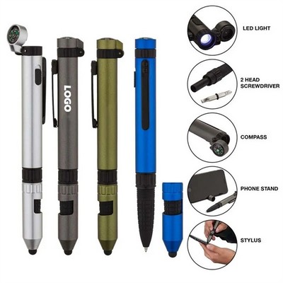 Utility Pen With Compass And Stylus