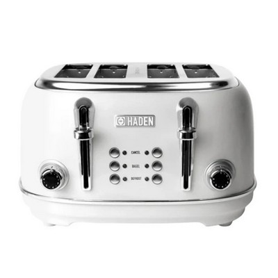 Haden Heritage 4 Slice Toaster, Ivory & Chrome