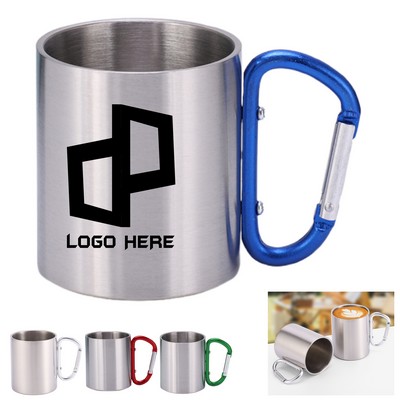 10Oz. Stainless Steel Camping Mug W/ Carabiner Handle