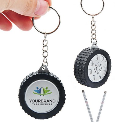 Mini Tyre Shape Tape Measure Keychain Ruler